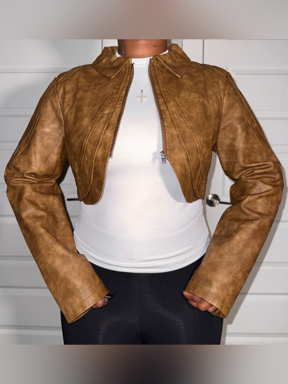 Fashion Nova Western Swing Faux Leather Top